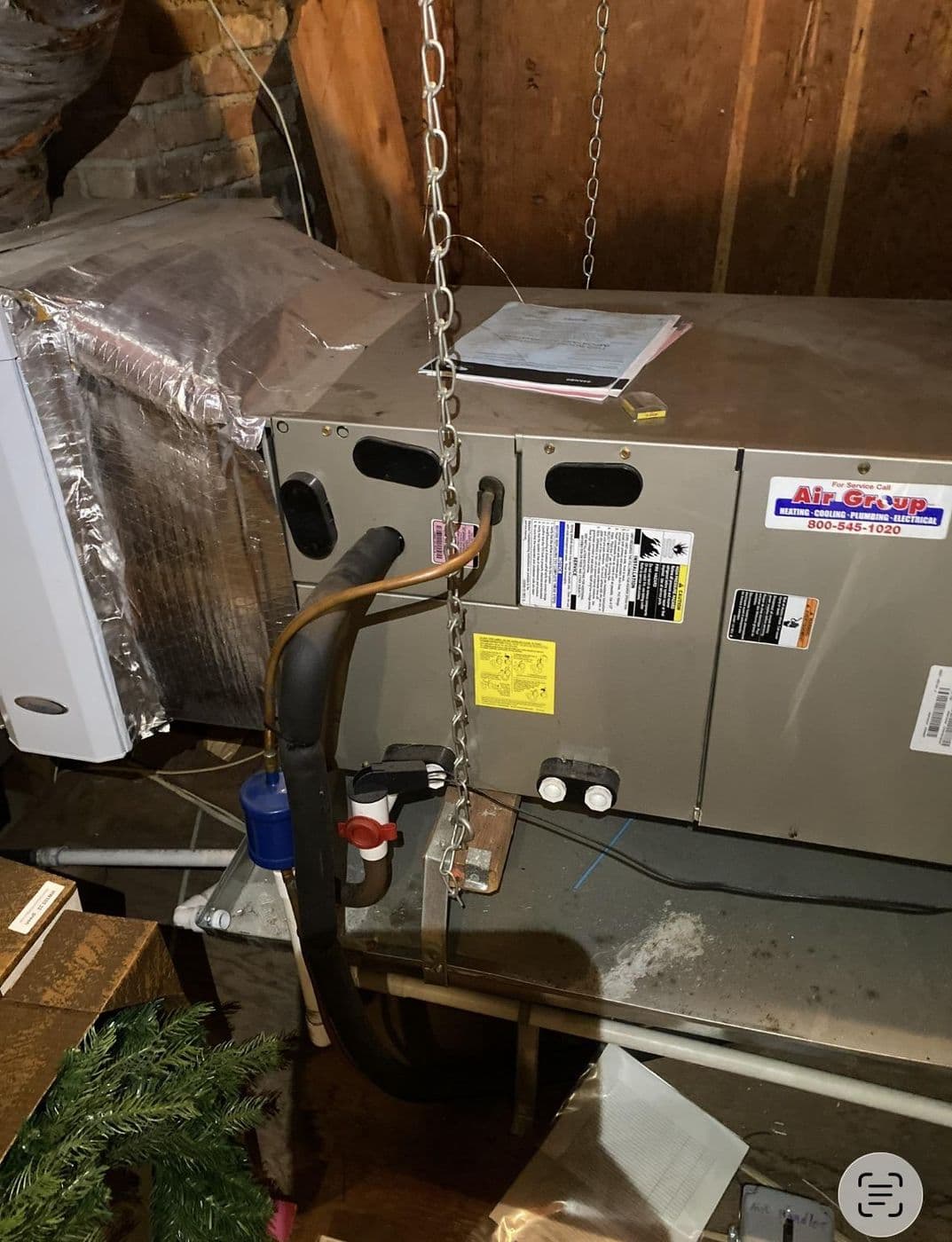 The original air handler in its previous position