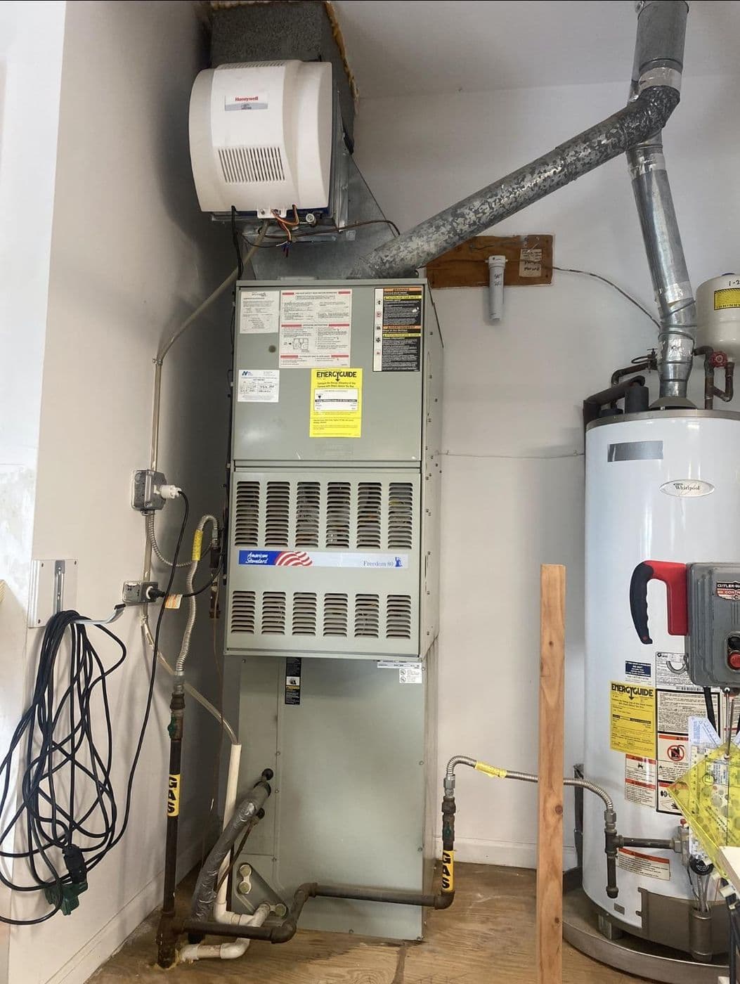 An 80 percent efficiency downflow furnace before replacement