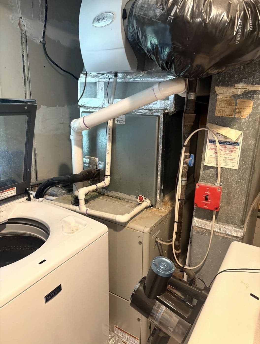 The original return drop and A/C coil transition